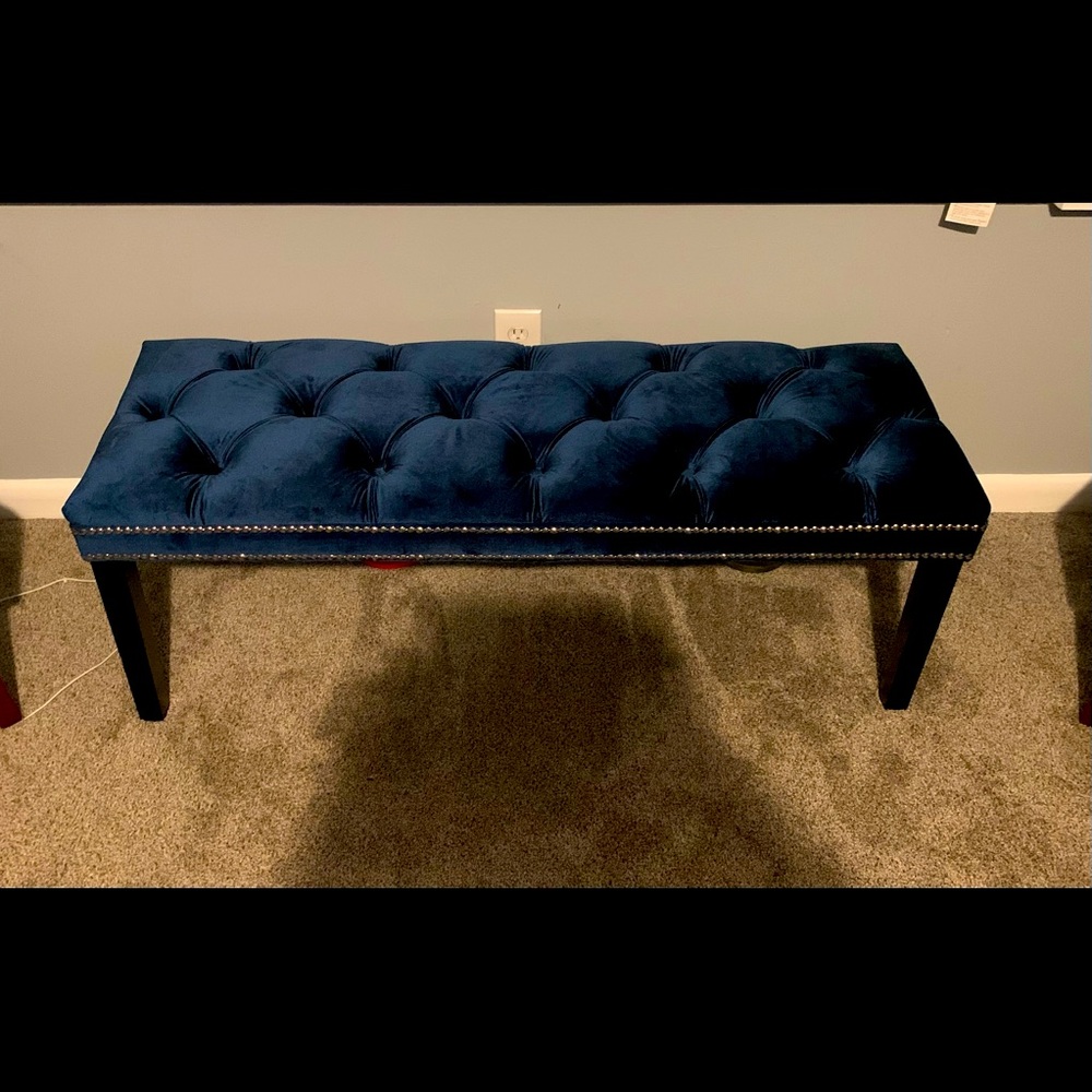 Dark Blue Ottoman that will go perfect in your bedroom, or sunroom. Like new